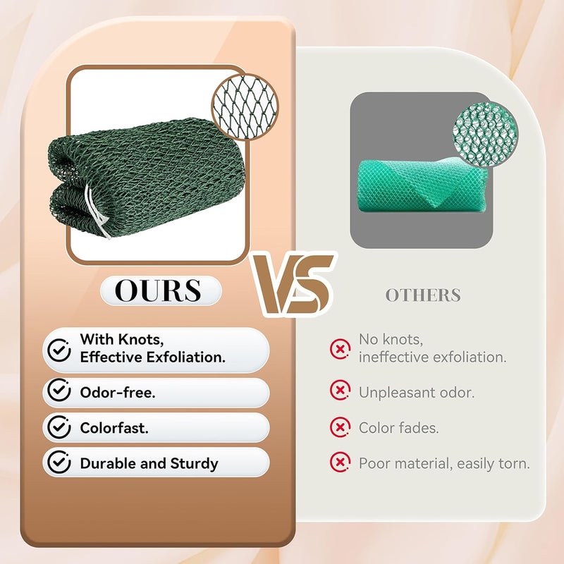 CORATED Authentic African Net Sponge with Knots, Shower Loofah Exfoliating Bath Sponge, Body Scrubber for Women and Men Daily Use Body Care, Travel Portable, Durable Bath Accessories for Bathroom - Image 3